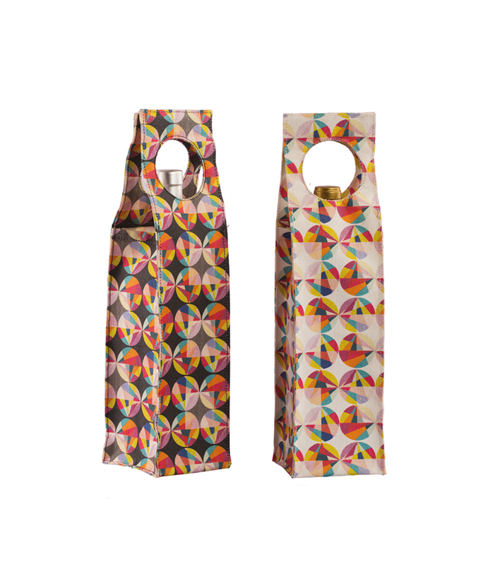 Structured Kaleidoscope Canvas Wine Bags