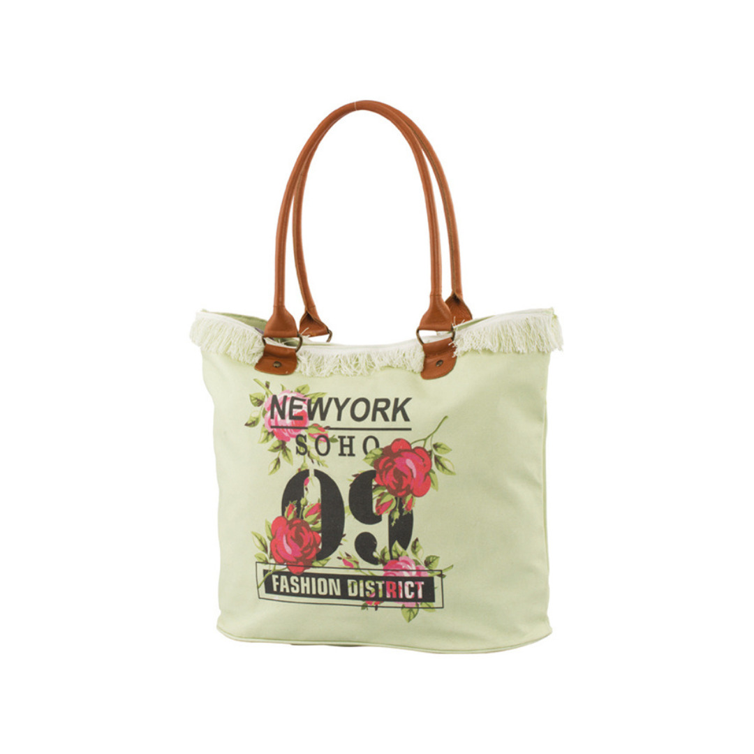 Leather Trims And Urban Chic Fringes Custom Canvas Handbags