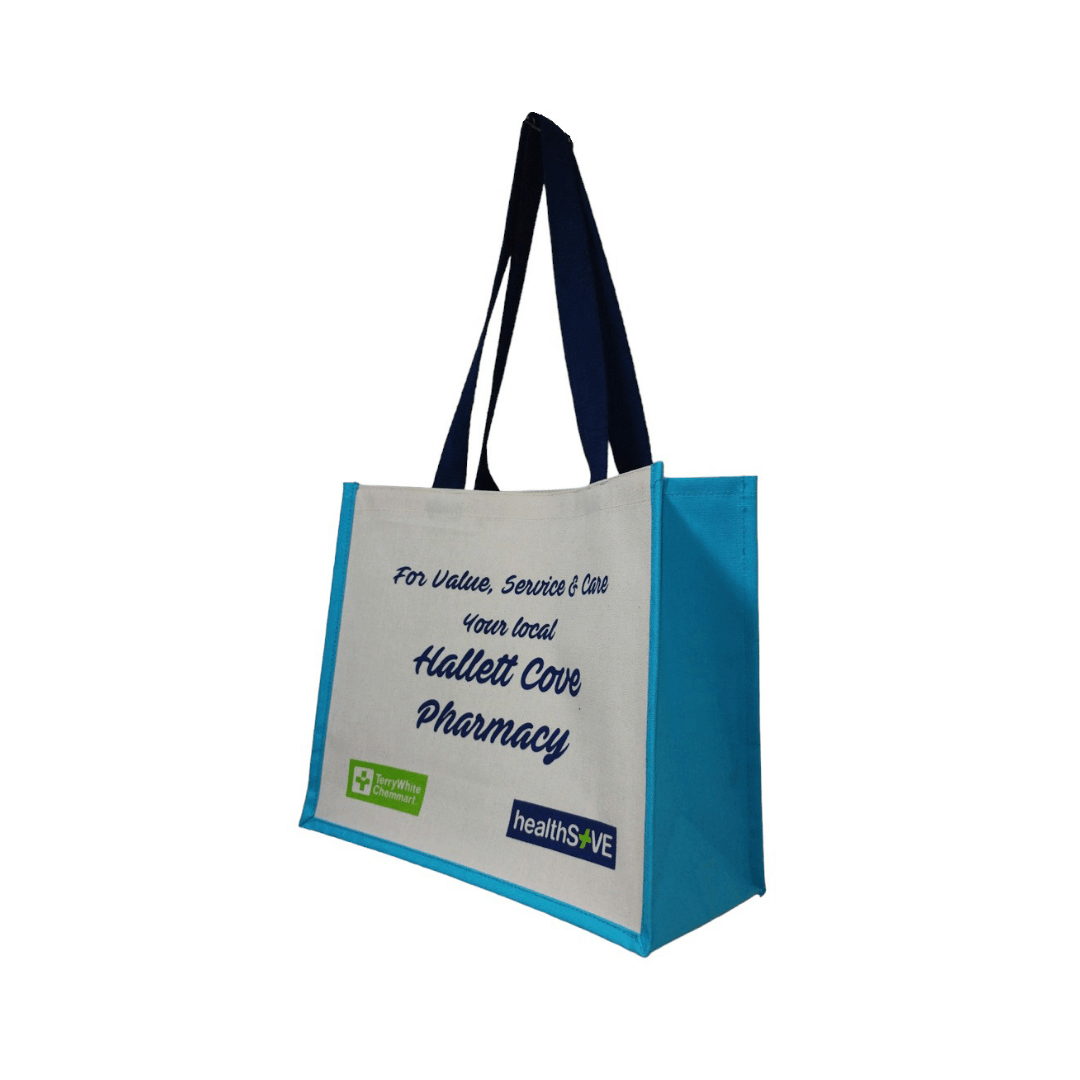 Canvas Branded Shopping Bag with Coloured Gusset