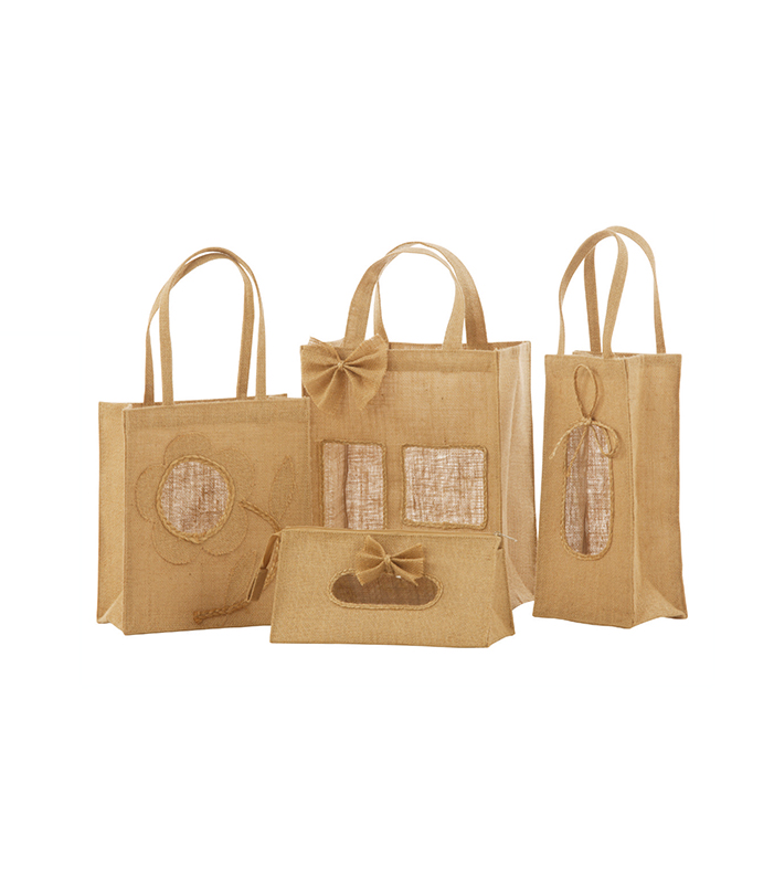 Jute Packaging With PVC Display And Bows
