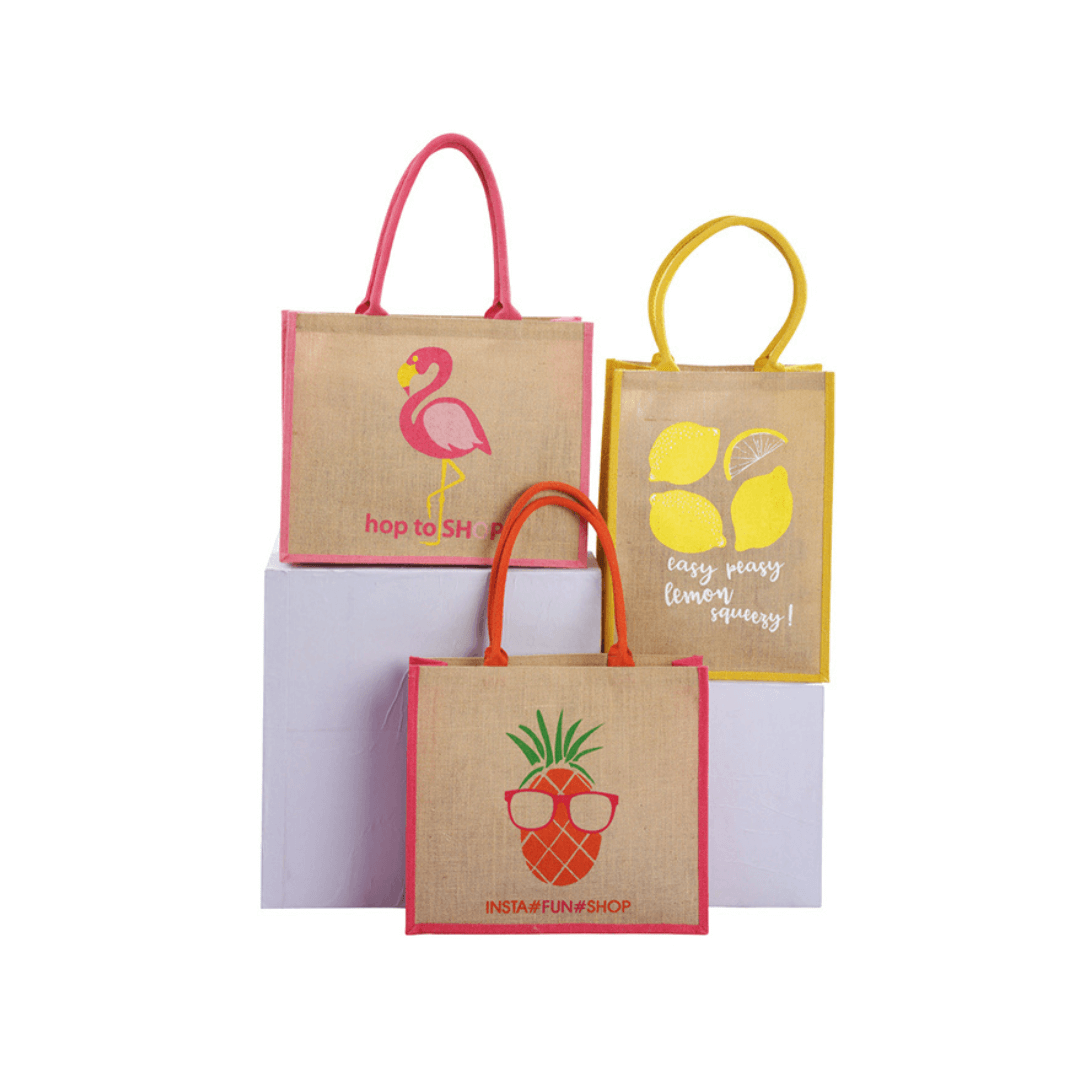 Jute Bags with Custom Tropical Prints