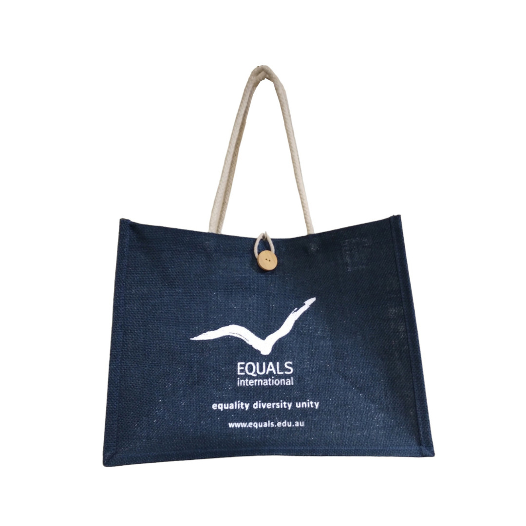 Dyed Hessian Bag With Branding And Button Closure