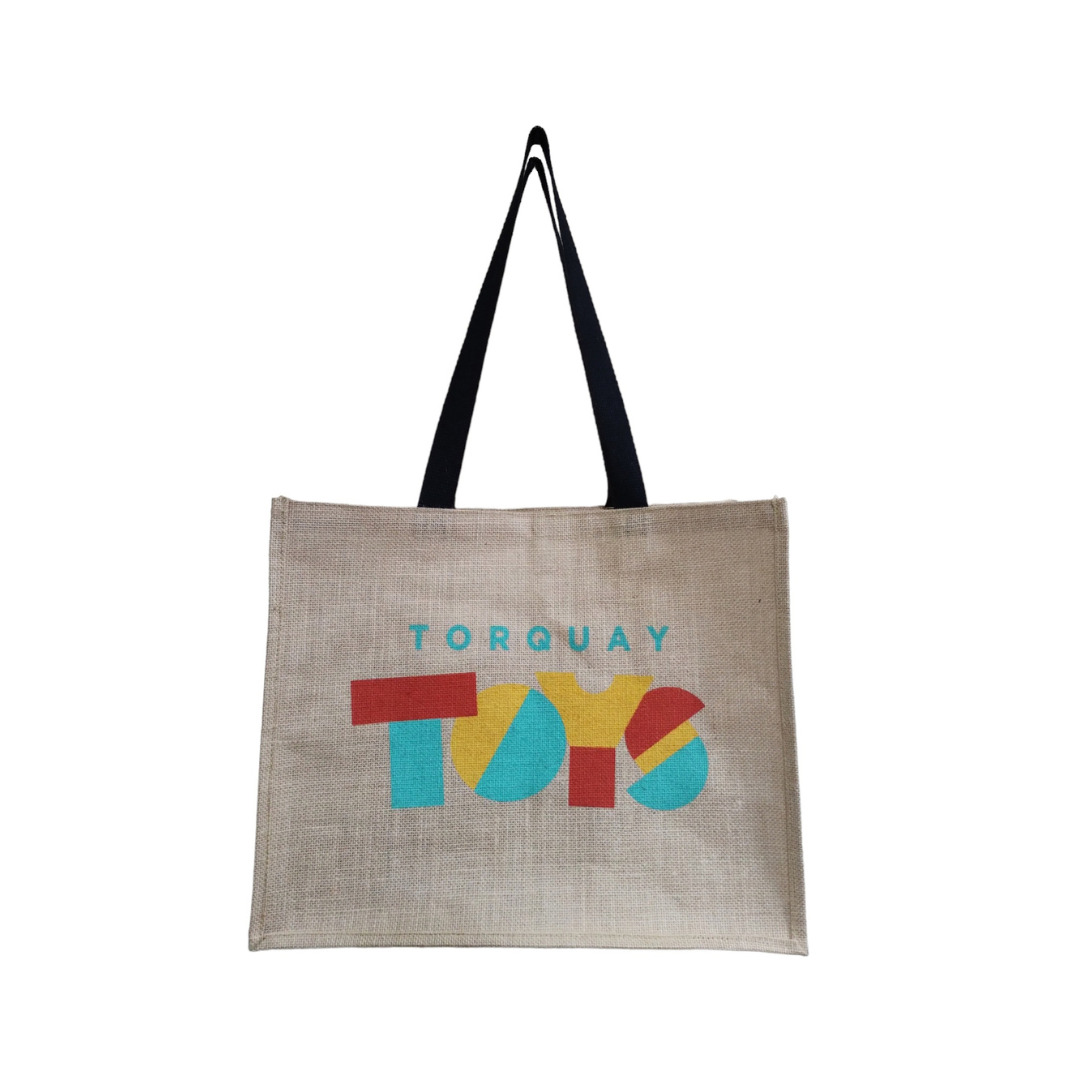 Natural Jute Bag With Logo And Flat Handle