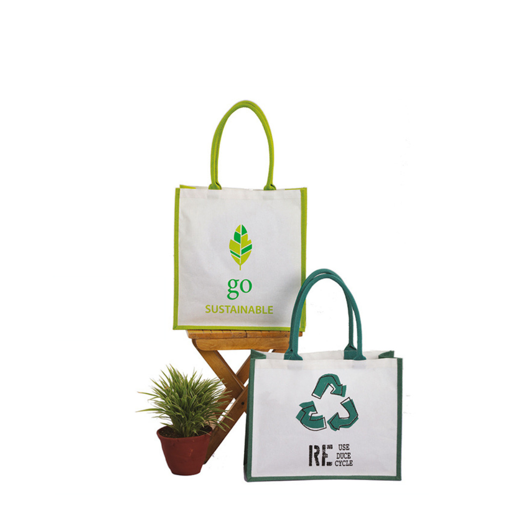 Jute & Canvas Bags with Custom Sustainability Prints