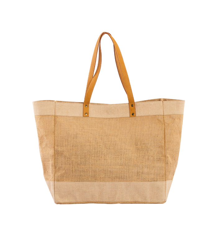 Customisable Natural Bag With Leather Handles