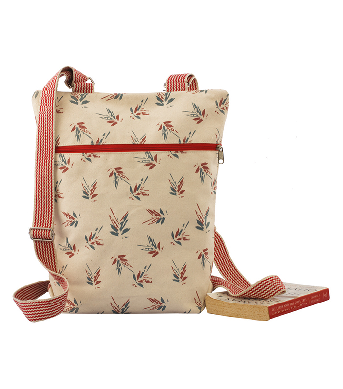 Floral Canvas Backpack with Front Zipper Pocket