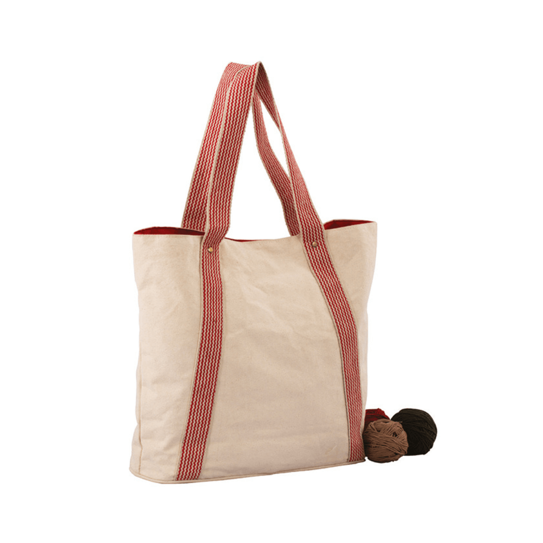 Canvas Tote Bag with Angled Luxury Handles and Magnetic Closure