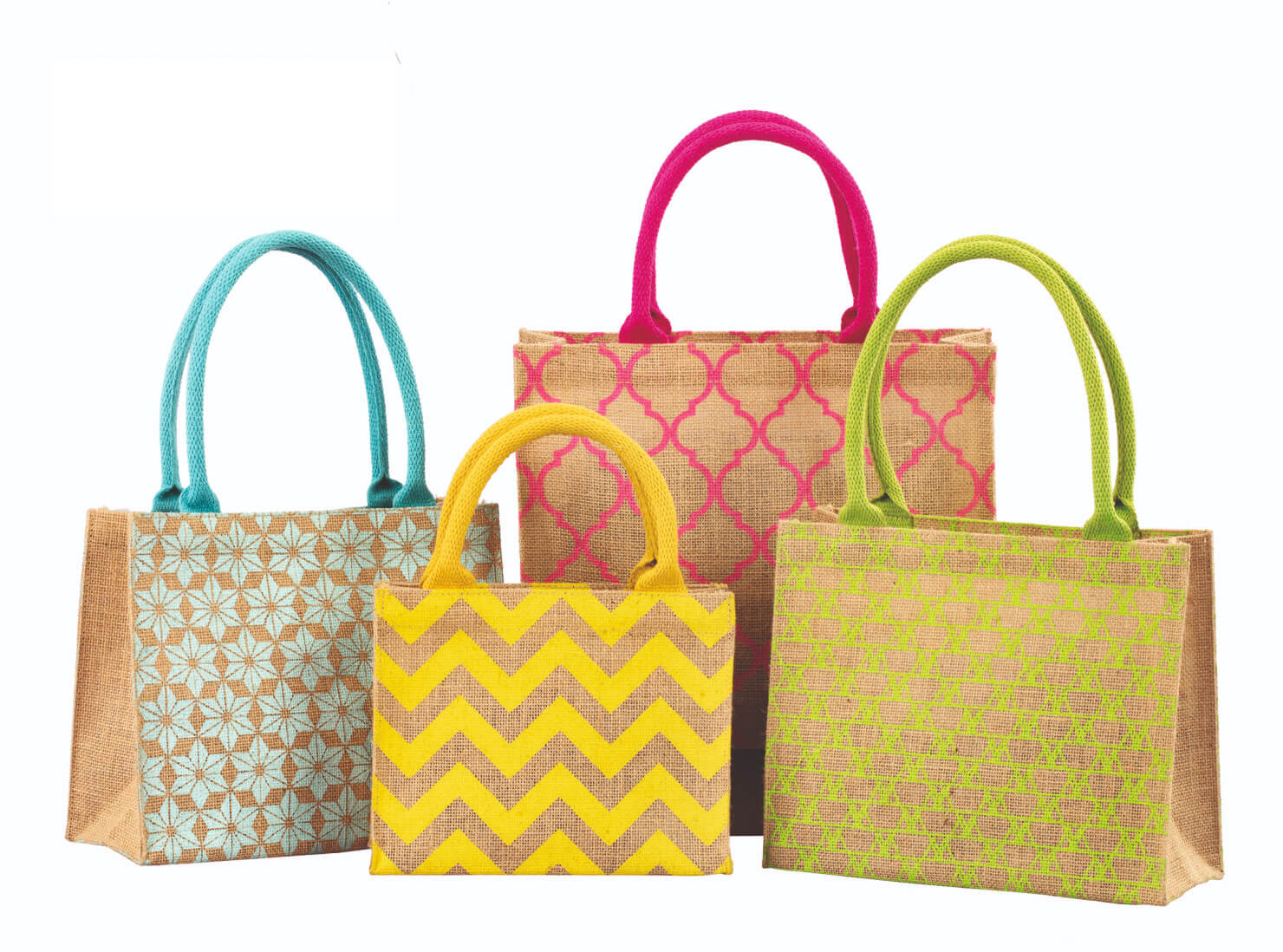 Jute Bags With Custom Neon Patterns