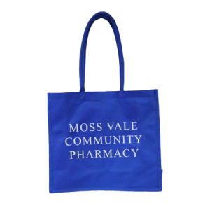 Blue Custom Non-Woven Shopping Bag With Cross Stitch Handles
