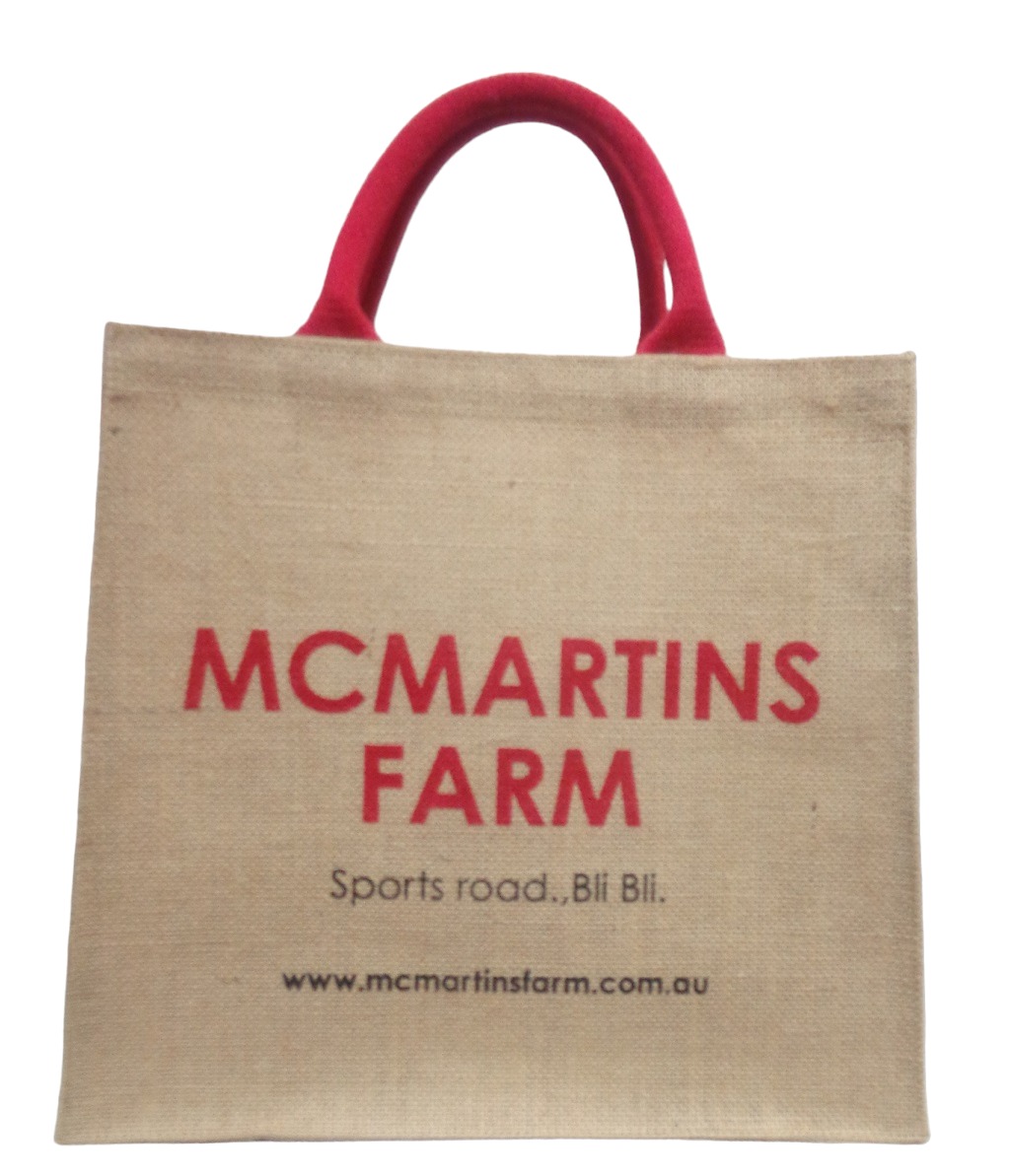 Custom Strawberry Farm Design Hessian Bag