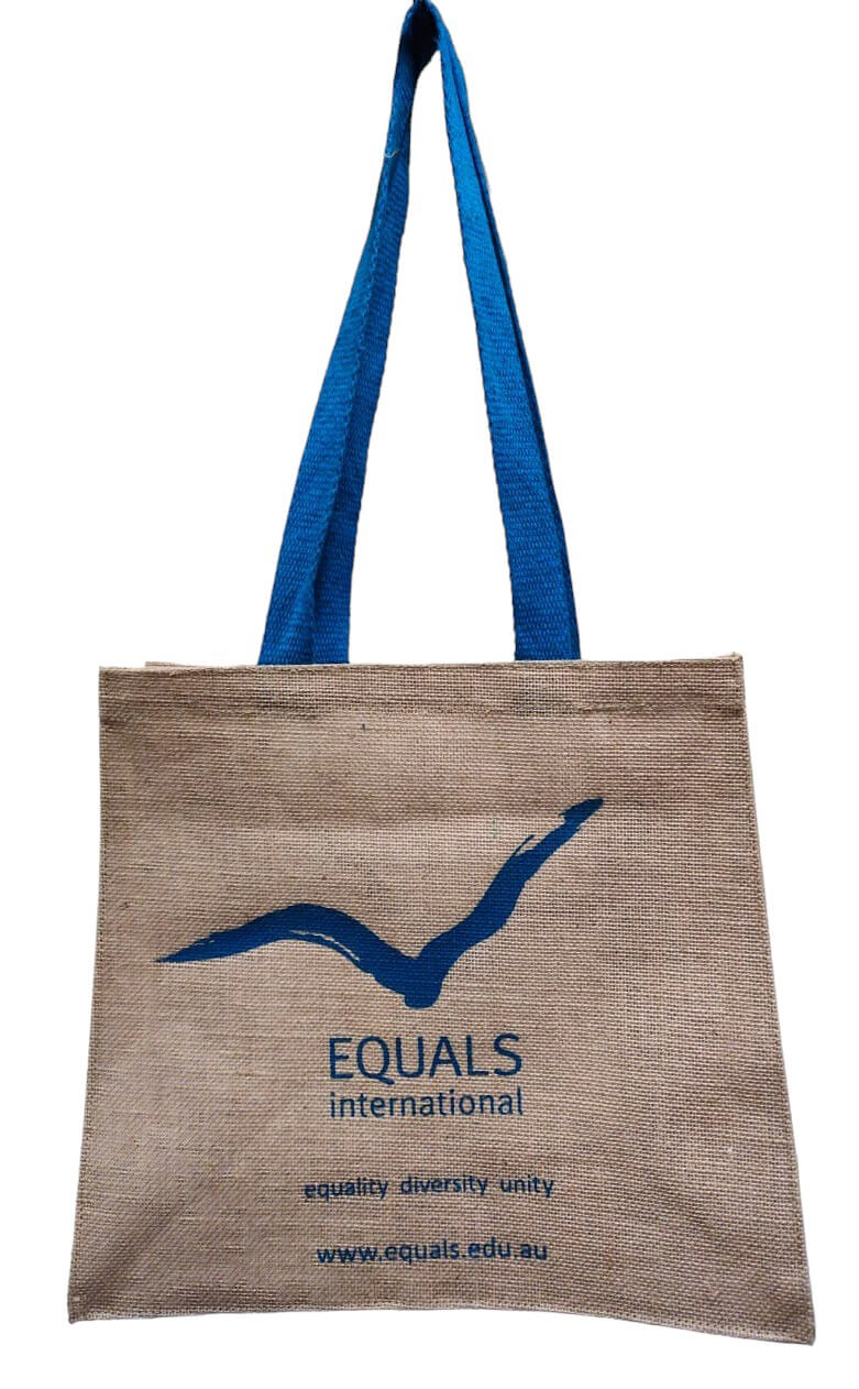 Natural Eco-Friendly Sustainable Bag With Custom Logo And Long Coloured Handles