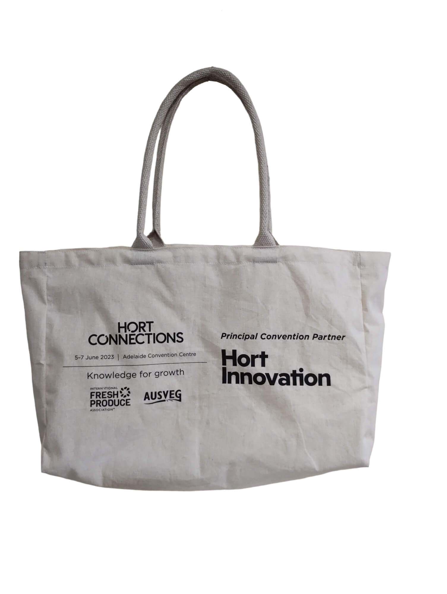 Wide Cotton Event Show Tote Bag With Long Round Handle