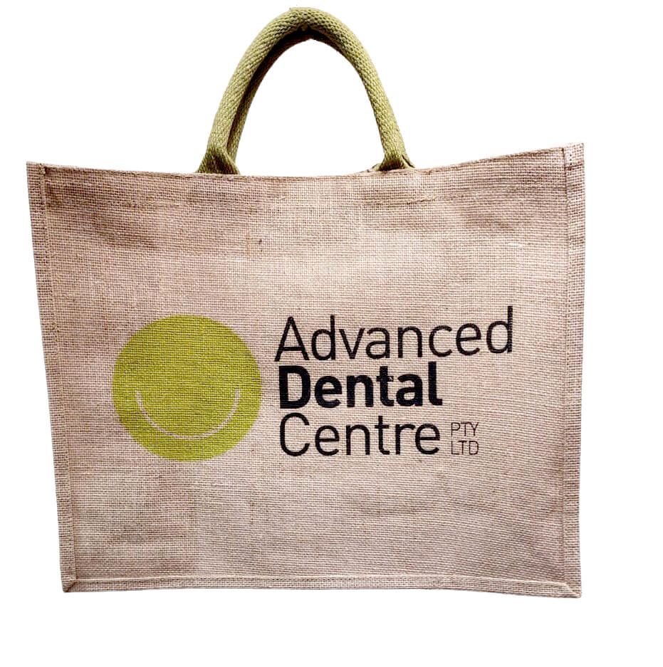 Large Natural Custom Promo Bag With Coloured Handle