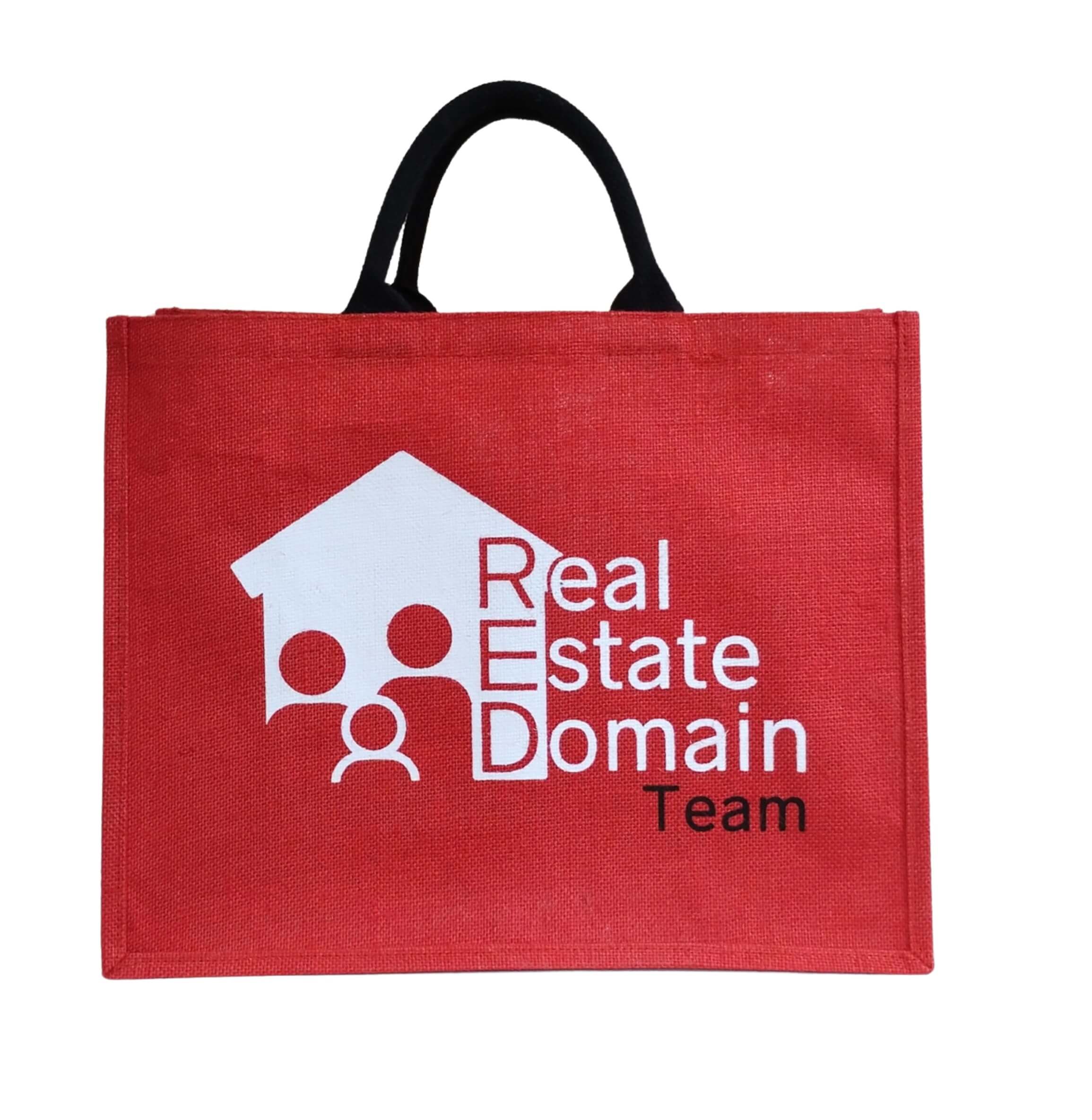 Large Red Promo Jute Bag With Custom Print 1 1