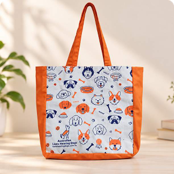 Custom Print Canvas Bag with Coloured Gusset and Handle