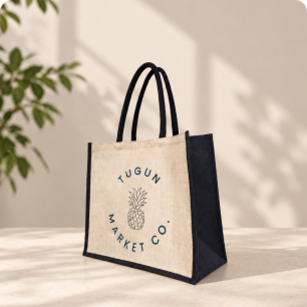 Plain Jute Bag With Black Gussets
