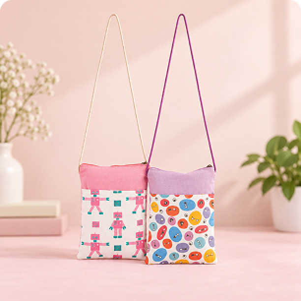 Custom Sling Zipper Canvas Bags with External Pocket